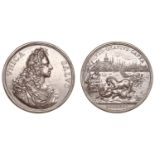 Appeal Against the House of Hanover, 1721, a bronze medal by E Hamerani, draped bust of Jame...