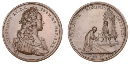 FRANCE, Reception of the Ottoman Ambassador, 1721, a copper medal by J. Duvivier & J. LeBlan...