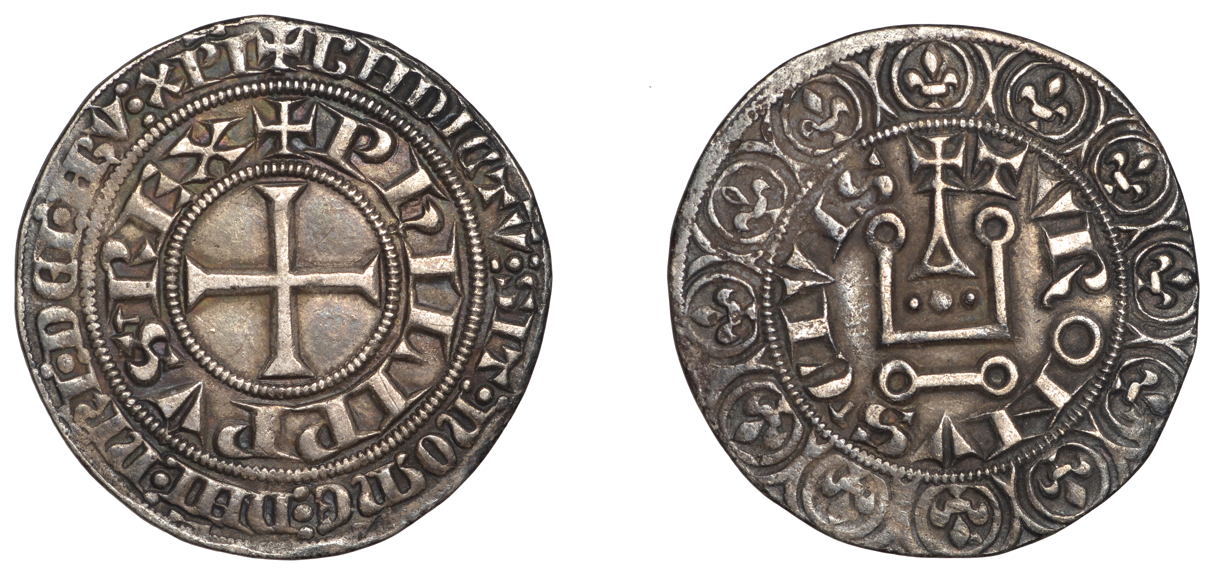 Philip V (1316-22), Gros tournois, mm. hammer, 3.89g/8h (Dup. 238). Very fine or better, sca...