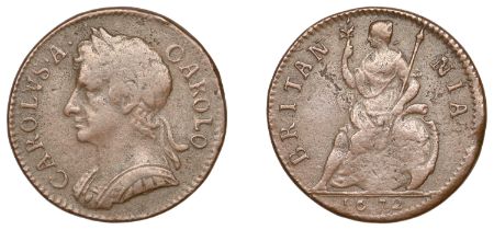 Charles II (1660-1685), Farthing, 1672 (BMC 519; Cooke 745; S 3394). Fine Â£30-Â£40