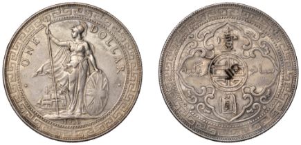 British Colonies, Trade Dollar, 1911b (Prid. 21; KM T5). Chopmark in centre of reverse, othe...