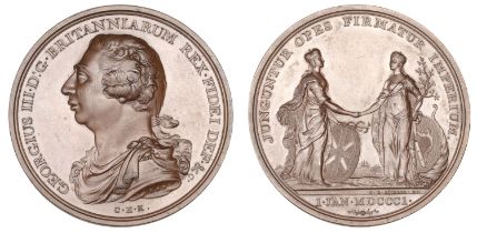 Union of Great Britain and Ireland, 1801, a bronze medal by C.H. KÃ¼chler, draped bust of Geo...