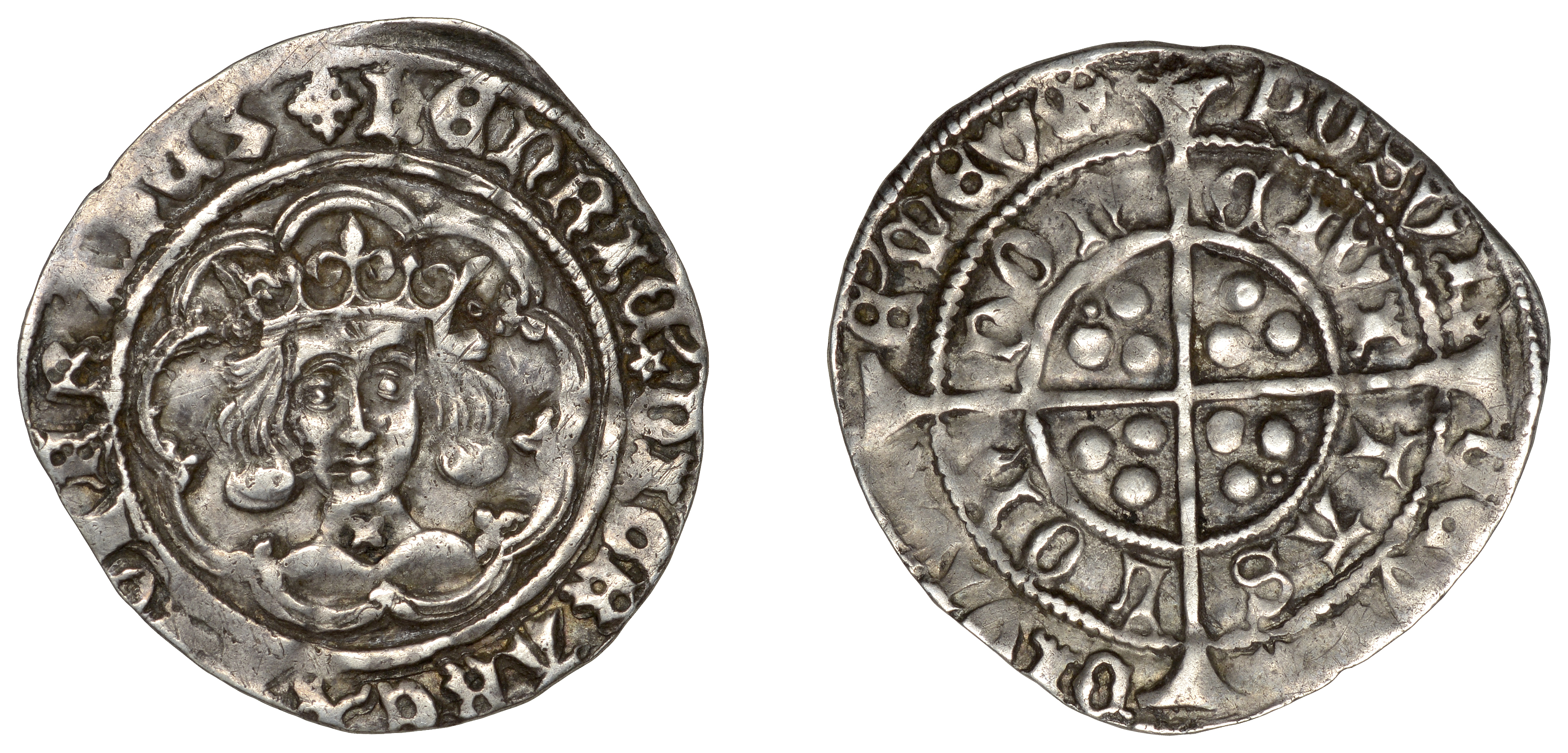 Henry VI (First reign, 1422-1461), Cross-Pellet issue, Groat, class B, London, mm. cross III...