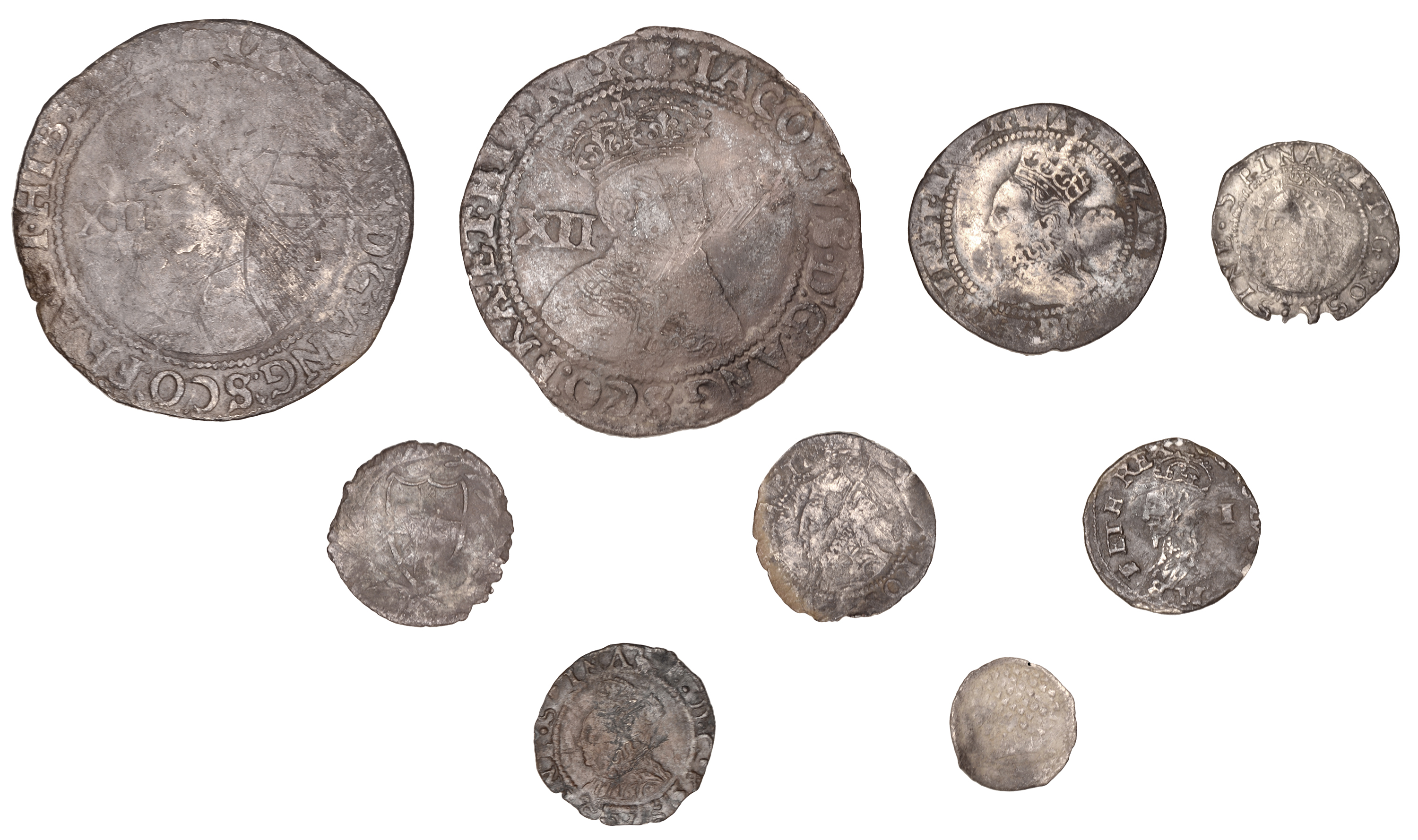 Elizabeth I, Second issue, Penny, mm. martlet, 0.39g/8h (S 2558); together with other hammer...