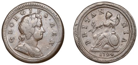 George I (1714-1727), Halfpenny, 1724 (BMC 806; S 3660). Small metal flaw on reverse, very f...