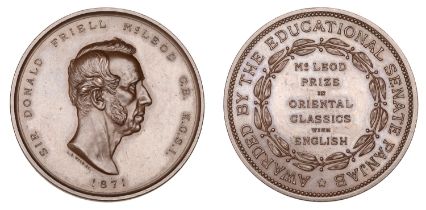 INDIA, Punjab Education Senate, 1871, McLeod Medal, a specimen bronze award by A.B. Wyon, ba...