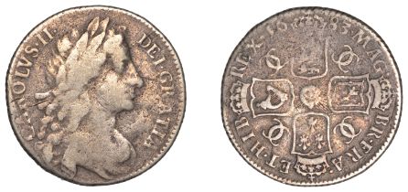 Charles II (1660-1685), Shilling, 1683, fourth bust, seven strings to harp (ESC 558 var.; S...