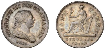 George III (1760-1820), Bank of Ireland, Thirty Pence, 1808, harp points to o of token (S 66...