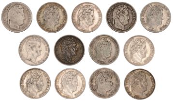 Louis Philippe, Franc (13), 1831b, 1831w, 1832b, 1832m, 1834a (2), 1835k, 1838a, 1840b, 1842...