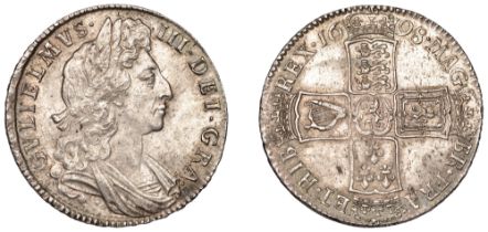 William III (1694-1702), Halfcrown, 1698, edge decimo (ESC 1034; S 3494). Good extremely fin...