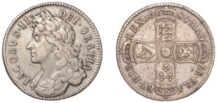 James II (1685-1688), Halfcrown, 1686, first bust, edge secvndo (ESC 749; S 3408). About ver...