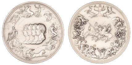 Waterloo Medal [1815], a reduced-size silver striking of Pistrucci's original by Pinches, fo...