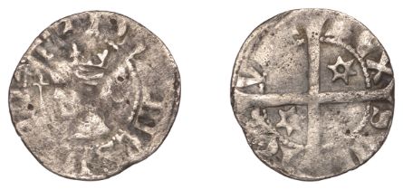 John Baliol (1292-96), Second coinage, Halfpenny, two mullets of six points in second and th...