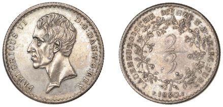 Germany, LAUENBURG, Frederick VI of Denmark, Two-Thirds-Thaler, 1830ff, Altona (Hede p.141;...