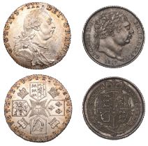 George III, Sixpences (2), 1787 with hearts, 1816 (S 3749, 3791) [2]. First virtually mint s...
