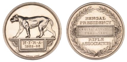 INDIA, Bengal Presidency Rifle Association, a silver medal by Pinches, tiger walking left, r...