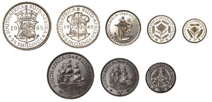 South Africa, George VI, Proof set, 1945, comprising Halfcrown, Florin, Shilling, Sixpence,...