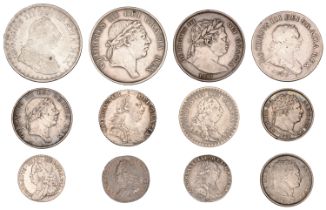 George II, Sixpence, 1758 (S 3711); together with other English silver coins (11), mostly Ge...