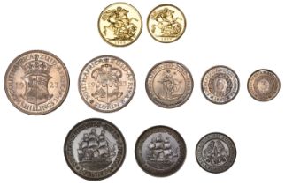 South Africa, George V, Proof set, 1923, comprising Sovereign, Half-Sovereign, Halfcrown, Fl...