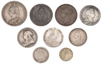 George I, Shilling, 1723 ss c, second bust (S 3648); George III, Shilling, 1787 (S 3746); to...