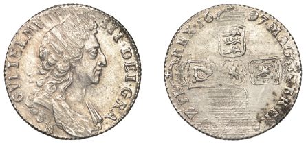 William III (1694-1702), Shilling, 1697n, first bust (ESC 1184; S 3501). Blank filing on hai...