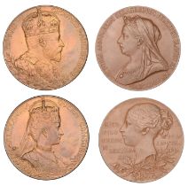 Victoria, Diamond Jubilee, 1897, a bronze medal by G.W. de Saulles, 55mm (BHM 3506); Edward...