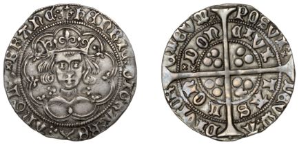 Henry VI (First reign, 1422-1461), Trefoil-Pellet issue, Groat, London, mm. cross IIIb on ob...