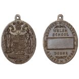 Ashford Welsh School, Middlesex, a specimen bronze medal by A. Wyon, undated, arms surmounte...