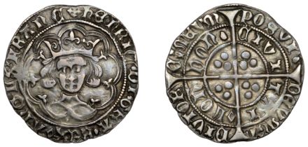 Henry VI (First reign, 1422-1461), Pinecone-Mascle issue, Groat, London, mm. cross IIIb on o...