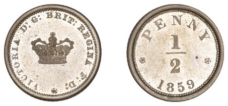 Victoria (1837-1901), Pattern Decimal Halfpenny, 1859, unsigned, in cupro-nickel, crown, rev...