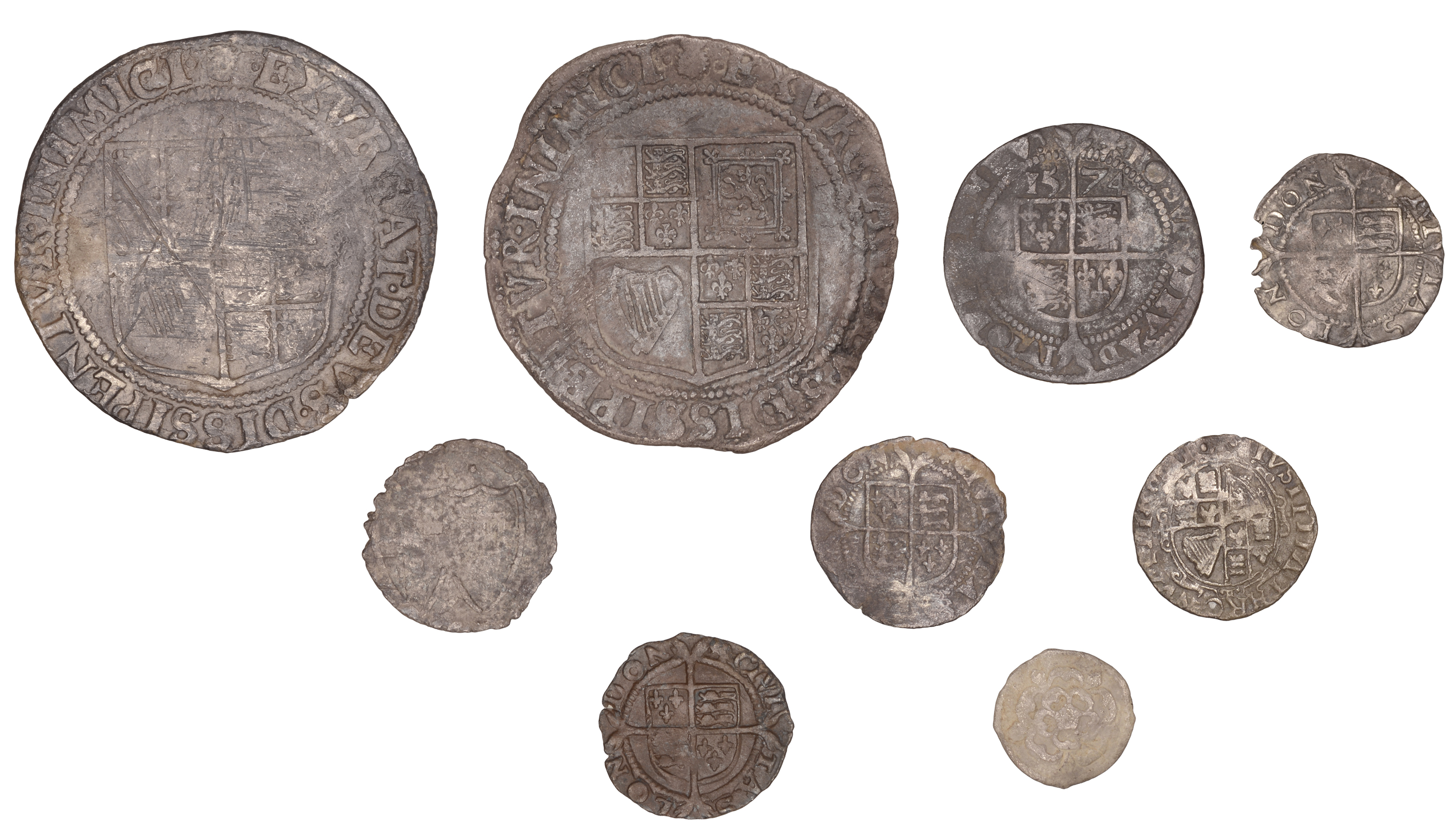 Elizabeth I, Second issue, Penny, mm. martlet, 0.39g/8h (S 2558); together with other hammer... - Image 2 of 2