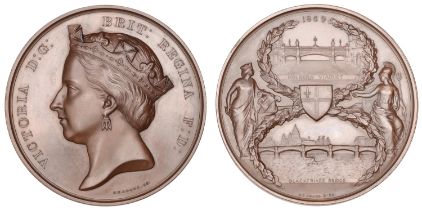 Blackfriars Bridge and Holborn Valley Viaduct Opened, 1869, a copper medal by G.G. Adams, co...