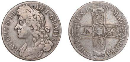 James II (1685-1688), Crown, 1686, first bust, edge secvndo (ESC 740; S 3406). Good fine, sc...