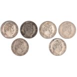 Louis Philippe, 5 Francs (6), 1834l, 1837a, 1840w, 1844w, 1845w, 1848a (Gad. 678, 678a) [6]....