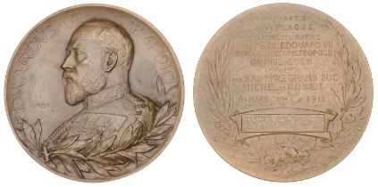 Unveiling of the Plaque Commemorating Edward VII in Cannes, 1912, bronze medal by T. Szirmai...
