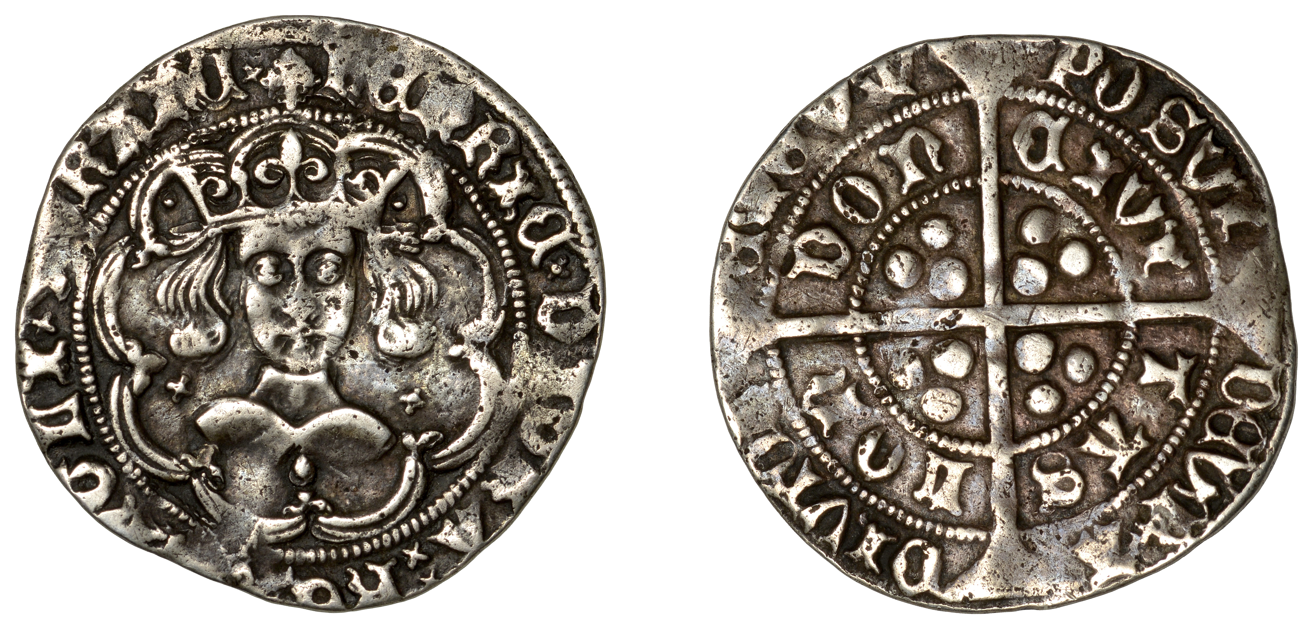 Henry VI (First reign, 1422-1461), Cross-Pellet issue, Groat, class A, London, mm. cross III...