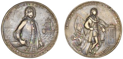 Admiral Vernon and the Duke of Argyll, 1739, a pinchbeck medal signed I.M., half-length figu...