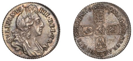 William III (1694-1702), Sixpence, 1696, first bust, early harp (ESC 1202; S 3520). Extremel...