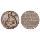 BAVARIA, Abdication of Ludwig III, 1918, a cast bronze medal by K. Goetz, king seated at des...