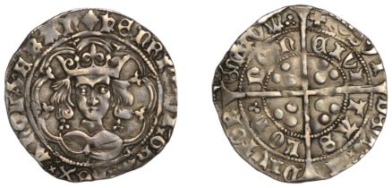 Henry VI (First reign, 1422-1461), Trefoil issue, Groat, class B/A mule, London, mm. crosses...