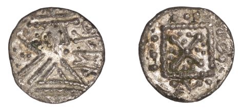 Early Anglo-Saxon Period, Sceatta, Eclectic series, Sceatta, type R/51 mule, bust right with...