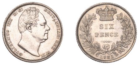 William IV (1830-1837), Sixpence, 1831 (ESC 2499; S 3836). Extremely fine Â£60-Â£80