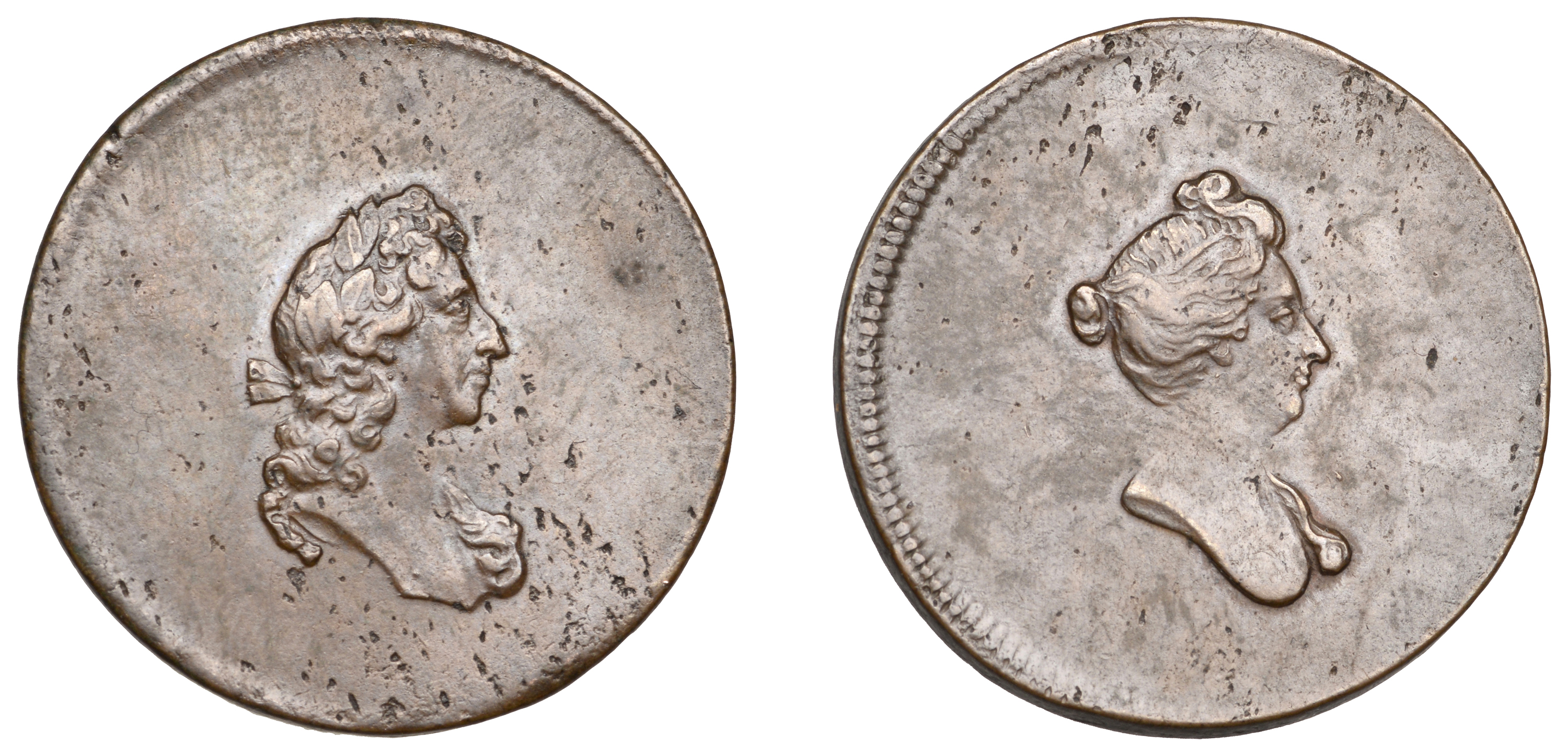 William and Mary (1688-1694), Pattern Halfpenny (?), undated, laureate bust of William right...