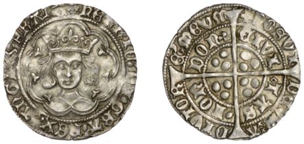 Henry VI (First reign, 1422-1461), Leaf-Trefoil issue, Groat, class B, London, mm. crosses I...