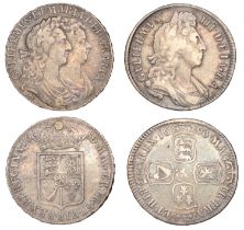 William and Mary, Halfcrown, 1689, first shield, caul and interior frosted, pearls, edge pri...