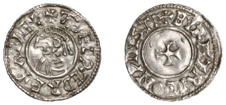 Ã†thelred II (978-1016), Penny, Last Small Cross type, Winchester, Beorhtric, byrhtric on pin...