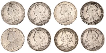 Victoria, Crowns (8), 1894 (2), lvii and lviii, 1896 lx, 1897 lxi, 1898 (2), both lxii, 1899...