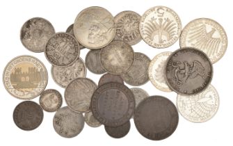 Germany, Assorted German coins in silver (19) and base metal (4); together with two French b...
