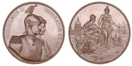 Visit of Emperor Wilhelm II to the City of London, 1891, a bronze medal by Elkington & Co. f...