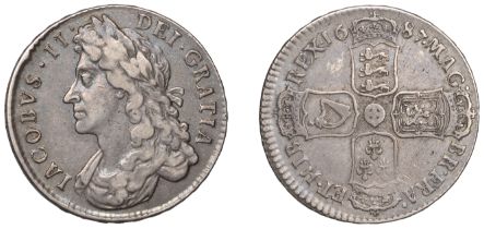 James II (1685-1688), Halfcrown, 1687, first bust, edge tertio (ESC 753; S 3408). A few ligh...